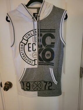 Ecko Unlimited White & Heather Gray Sleeveless Hoodie